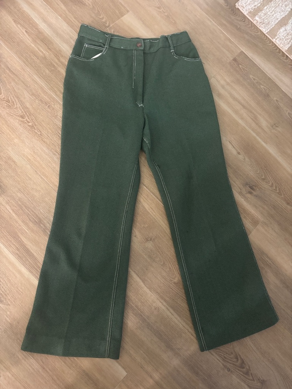 Vintage Dark Green Women's Wide-Leg Pants